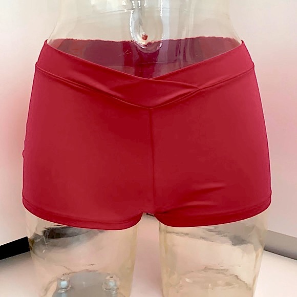 Danskin V-Waist Hot Shorts. Matte Red NWT - Picture 3 of 9